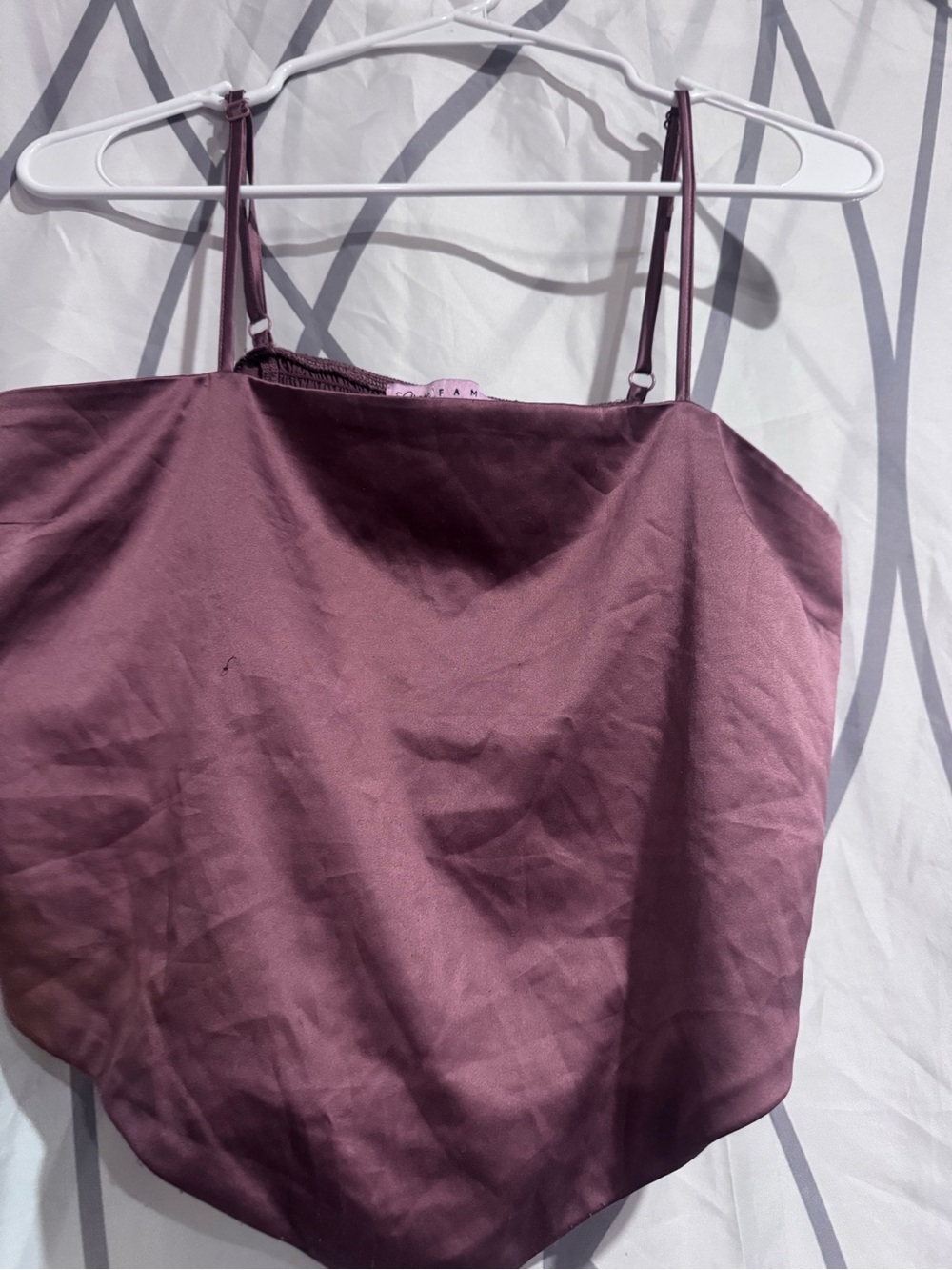 Crave Fame Satin Cowl Neck Crop Top in Dusty Mauve